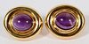 12CT NATURAL AMETHYST AND 14KT YELLOW GOLD EARRINGS