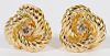 BROWN DIAMOND AND 14KT YELLOW GOLD EARRINGS