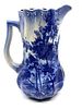 Victorian Pottery Blue and white Pitcher with pewter lid
