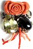 Vintage Iradj Moini Brooch with Coral & Stones