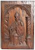 Carved Wood Plaque of a Seated Knight