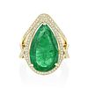 Emerald and Diamond Ring and Complementary Diamond Band