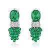 Emerald and Diamond Grape Drop Earrings