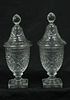 Pair of Urn-Form Cut Glass Apothecary Jars