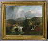 Herman Hertzog, European landscape with figures, Oil on Canvas 