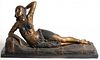 Art Deco-Style Reclining Bronze Egyptian Odalisque