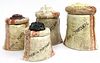 Set of 4 Portuguese Hand-Painted Pottery Canisters