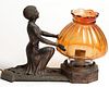 Art Deco Coppered Metal Orientalist Lamp