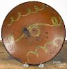 Redware plate, 19th c., with yellow and green slip decoration, 9 1/2'' dia.