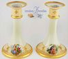 Pair Of 19th C. Dresdner Porcelain Hand Painted Candlesticks
