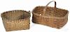 Two split oak baskets, 19th c., the larger initialed HR, 10'' h., 17'' w. and 7'' h., 13'' w.