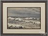 Peter Cameron (American, b. 1852), watercolor, titled Heavy Surf New Jersey, signed lower left