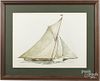 James Mitchell III (American, b. 1932), mixed media, titled English Sloop 1900, signed lower left