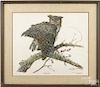 Sally Ellington Middleton print, titled Great Horned Owl, signed in pencil lower right, 20'' x 24''.