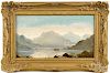 Oil on canvas landscape, late 19th c. with a lake, signed W. St. Henry, 10'' x 18''.