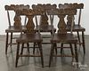 Set of five Pennsylvania painted plank seat chairs 19th c., probably Lancaster County.