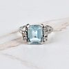Aquamarine, Diamond and Platinum Ring