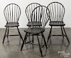 Set of four bowback Windsor chairs, ca. 1820.