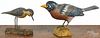 Two carved and painted birds, the smaller signed William & Edna Boyd, 6'' h. and 4 1/2'' h.