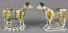 Two English pearlware cow creamers, 19th c., 5 3/4'' h.