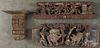 Three carved wood architectural elements, longest - 20''.