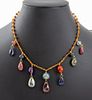 M. Marks 18K Multi-Colored Gemstone Bead Necklace
