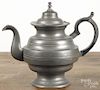 Dorchester, Massachusetts pewter teapot, ca. 1845, bearing the touch of Roswell Gleason, 9'' h.