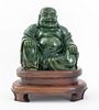 Chinese Carved Spinach Jade Buddha Sculpture