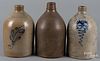Three Keene, New Hampshire stoneware jugs, 19th c., two with cobalt decoration, two - 11 1/4'' h.