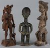 Three ethnographic carved wood figures, tallest - 20''.