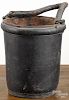 Painted leather fire bucket, 19th c., 11'' h.