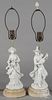 Pair of figural porcelain table lamps, 11 1/2'' h.