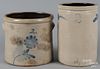 Two stoneware crocks, 19th c., one impressed J. Fisher Lyons N.Y., both with cobalt decoration