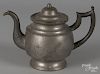 Hartford, Connecticut pewter teapot, ca. 1845, bearing the touch of Thomas and Sherman Boardman