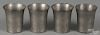 Set of four American pewter beakers, 19th c., probably New England, 3 1/8'' h.