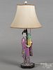 Chinese figural porcelain table lamp, 14 3/4'' h.