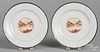Pair of Chinese export porcelain plates, 19th c., with river landscape vignettes, 9 1/8'' dia.