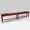 Red Painted Rustic Console Table