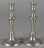 Pair of New York or New England pewter candlesticks, 19th c., 8 3/4'' h.