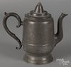 New England pewter teapot, 19th c., 9 1/4'' h.