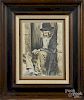 Watercolor portrait of a rabbi, signed Gabrieli and dated 1978, 10 1/2'' x 7 3/4''.