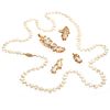 Cultured Biwa Pearl, Diamond, 14k Yellow Gold Jewelry Suite