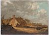 After Jan van Goyen (Dutch, 1596-1656)      Farmhouse and Well with Figures Along a Dirt Road