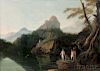 Attributed to/School of William Hodges (British, 1744-1797), Italianate Landscape with Mountains, River, Ruins, and Foregroun