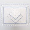 Set of Eight Austrian White and Blue Linen and Cotton Lace Napkins and Placemats