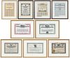 Scripophily Group: Nine Stock Certificates, Transportation and Auto Related