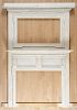 Federal painted pine room end, ca. 1800, with a recessed panel mantel with Greek key molding