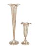 Two sterling silver trumpet vases