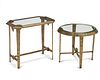 Two Art Deco-style cast brass side tables