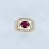 Handsome Large 14K Yellow Gold, Diamond, and Ruby Ring